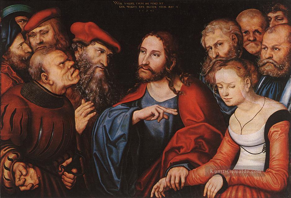 Christus und die Ehebrecherin Renaissance Lucas Cranach der Ältere Ölgemälde